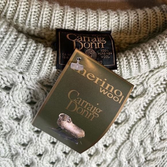 Vintage Carraig Donn Aran Cable Knit Sweater Size Large Fisherman Wool Ireland - Picture 5 of 8